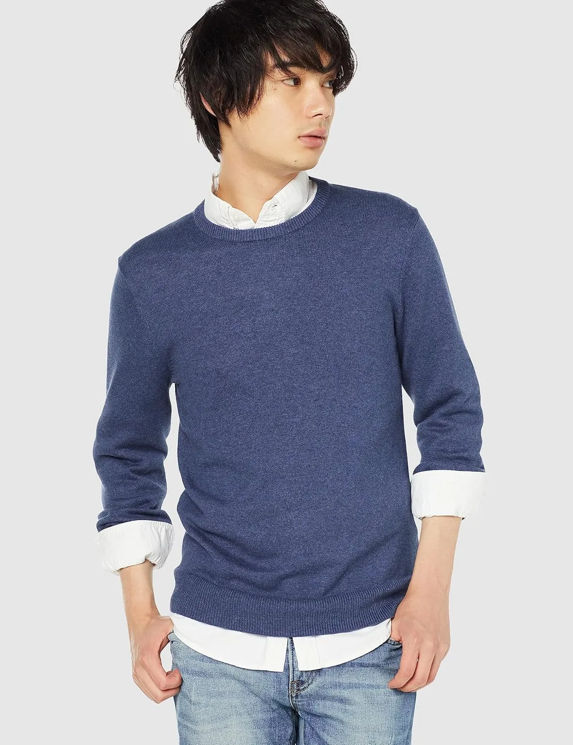 Amazon Essentials Men's Long-Sleeve Crewneck Sweater, 100% Cotton, Big & Tall Options Available
