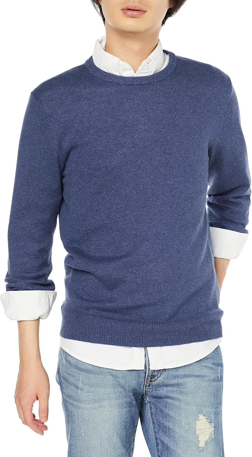 Amazon Essentials Men's Long-Sleeve Crewneck Sweater, 100% Cotton, Big & Tall Options Available