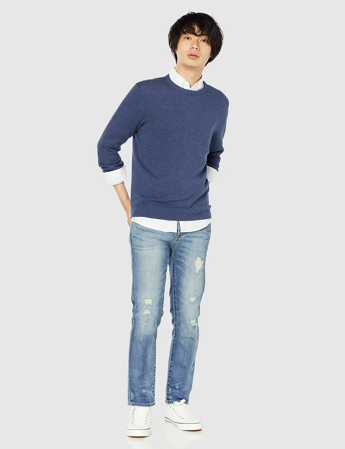 Amazon Essentials Men's Long-Sleeve Crewneck Sweater, 100% Cotton, Big & Tall Options Available