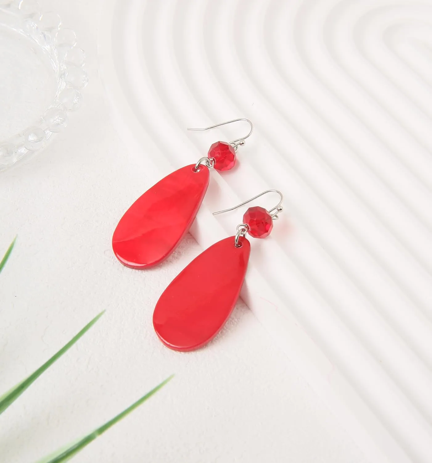 Big Natural Shell Drop Earrings Trendy Fashion Red Green Teal Pendant Dangling Earring for Women