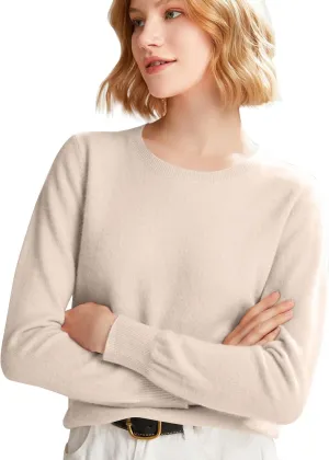 Cashmere Sweaters For Women Long Sleeve Loose Pullover Crew Neck Tops Solid Lightweight Wool Knit Sweaters