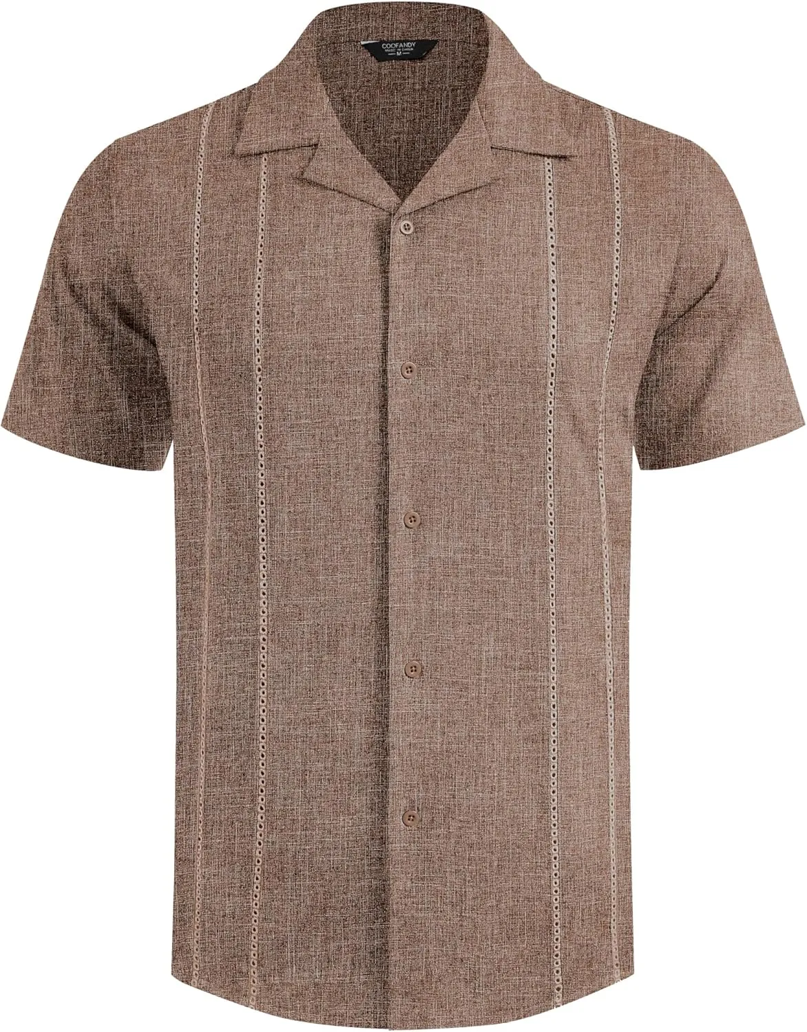 COOFANDY Guayabera Shirts for Men Cuban Short Sleeve Button Down Summer Shirts Linen Shirts