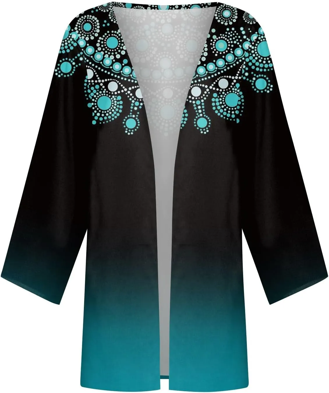 Kimonos for Women Plus Size Lightweight Floral Printed Tops Dressy Casual 3/4 Sleeve Summer Cardigan