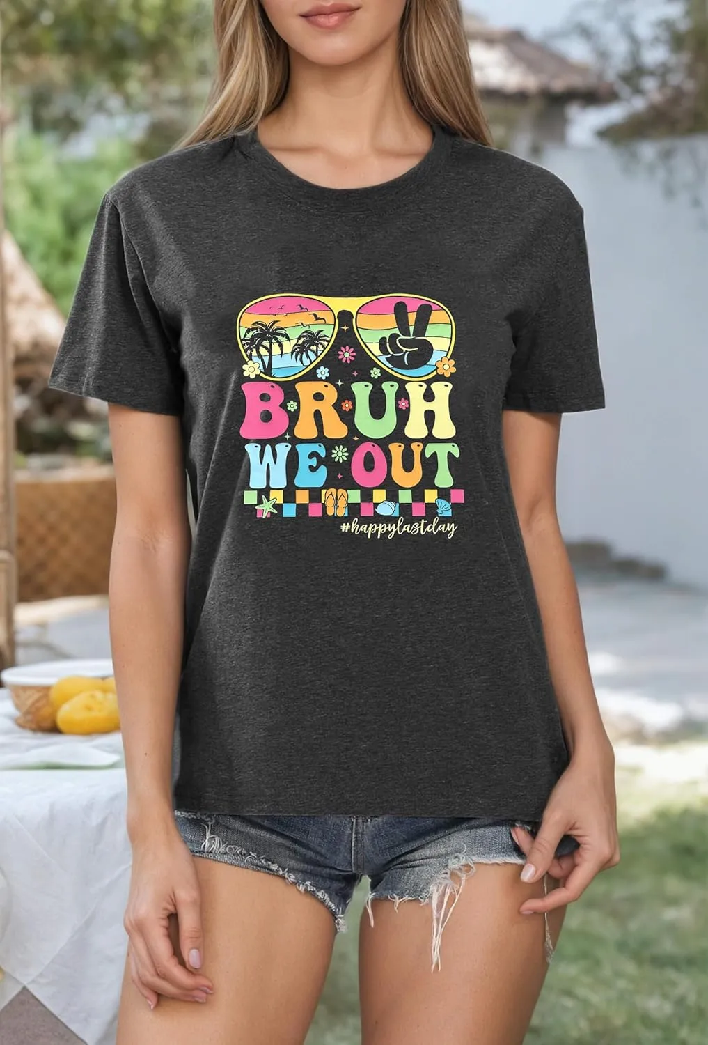 Last Day of School Teacher Shirt Womens Schools Out for Summer T-Shirt Happy Last Day Tee Tops