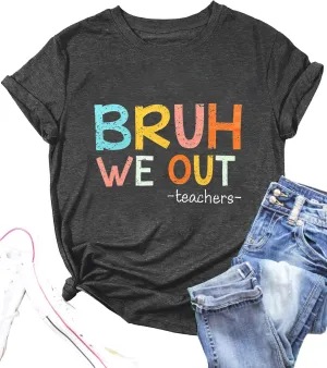 Last Day of School Teacher Shirt Womens Schools Out for Summer T-Shirt Happy Last Day Tee Tops