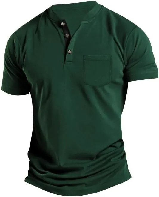 Men's Basic Short Sleeve Button Polo Shirt Classic Fit Golf Stylish Tops Lightweight Casual Workout Henley Shirts