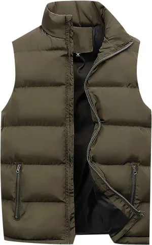 Men'S Puffer Vest,Winter Lightweight Polo Puffer Vest Zip Up Sleeveless Ski Vest Plus Size Outerwear Red,Black S-5Xl