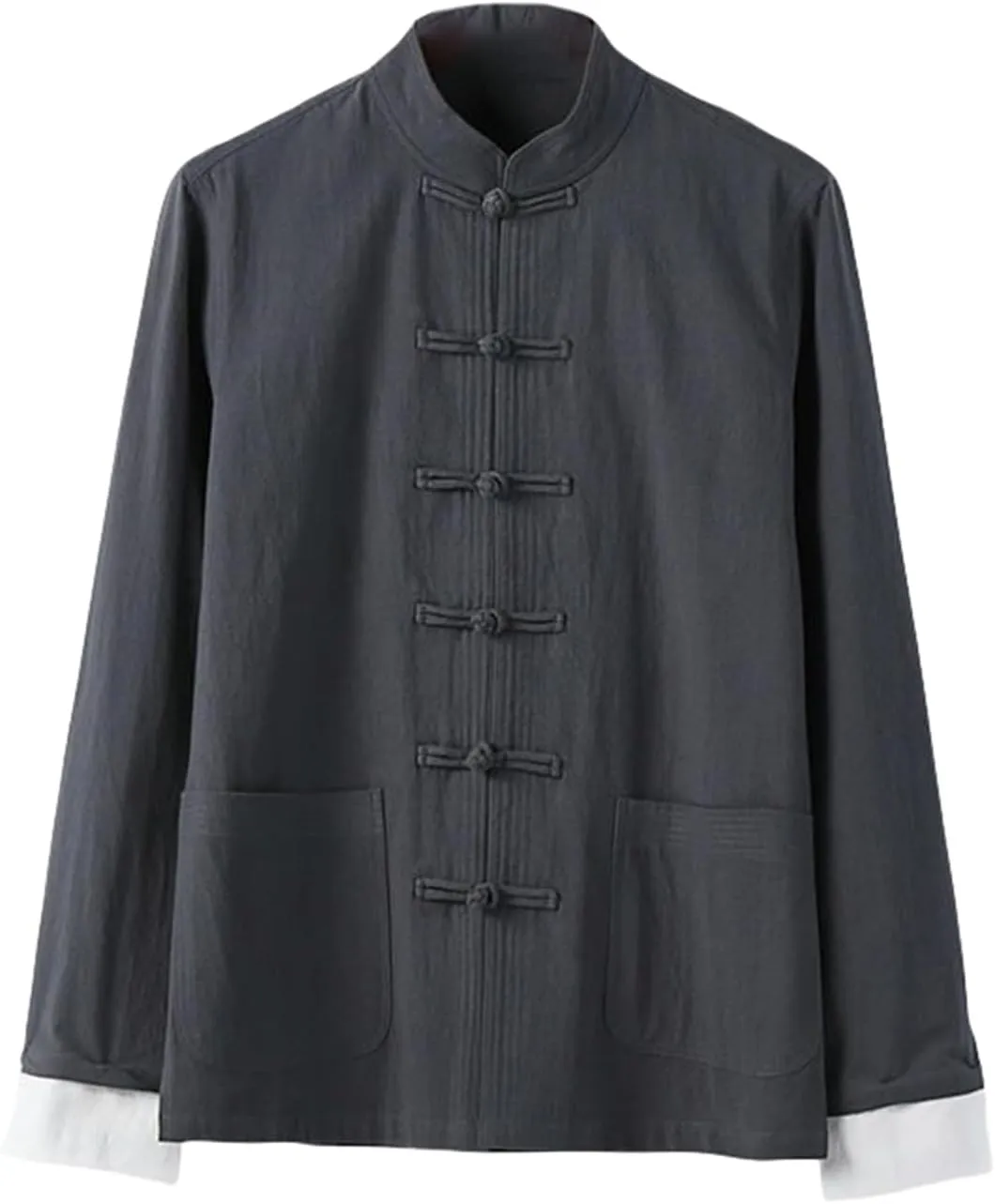 Men's Spring Autumn Casual Chinese Style Hanfu Tang Suit Frog Button Chinese Tunic Suit Shirt