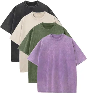 Men's Vintage Oversized T-Shirts Acid Wash Gym Shirt Short Sleeve Cotton Tee