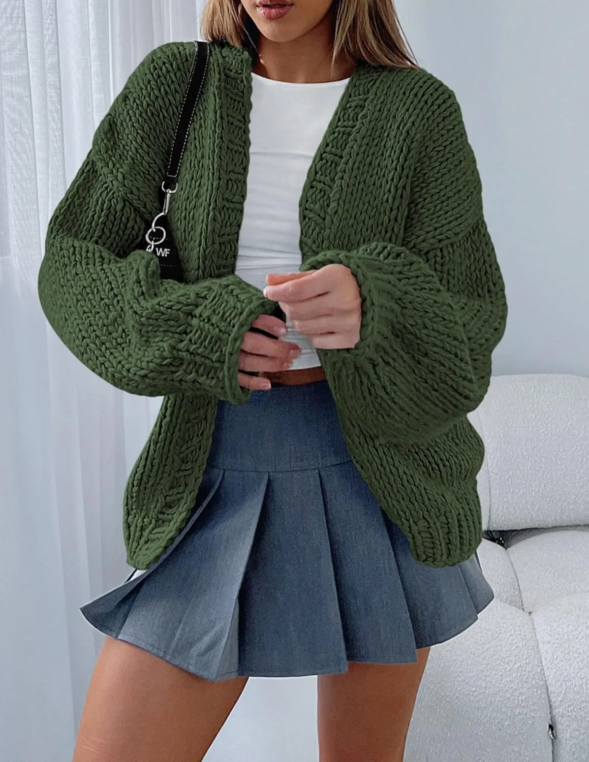 PRETTYGARDEN Womens Cardigan Sweaters 2025 Spring Fall Trendy Chunky Knit Outerwear Outfits Fashion Long Sleeve Cardigans