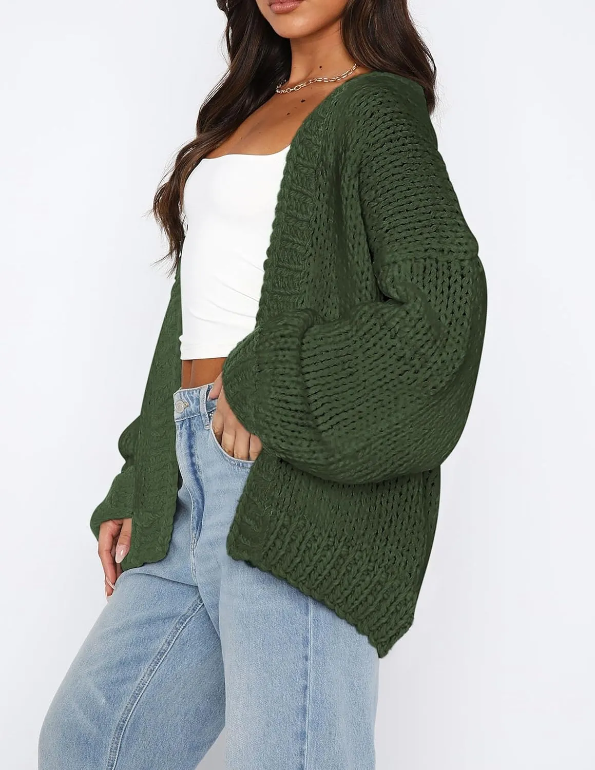 PRETTYGARDEN Womens Cardigan Sweaters 2025 Spring Fall Trendy Chunky Knit Outerwear Outfits Fashion Long Sleeve Cardigans