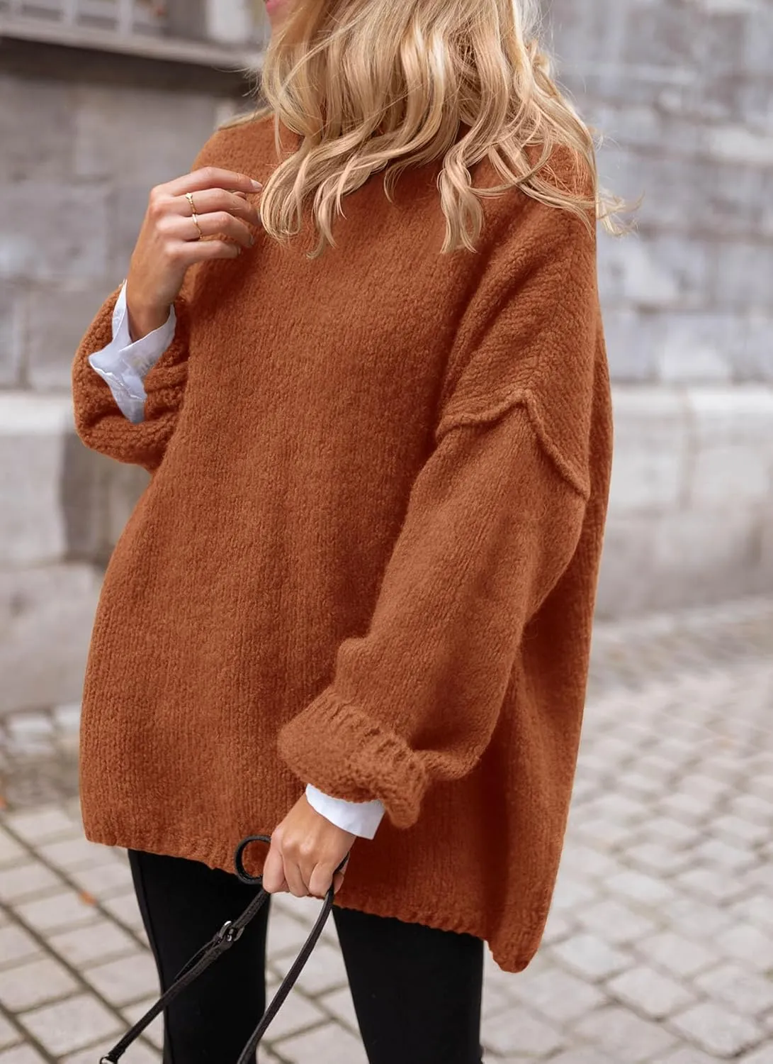 PRETTYGARDEN Women's Knit Oversized Sweater Fall Fashion Casual Long Sleeve Turtleneck Chunky Pullover Tops Winter Clothing