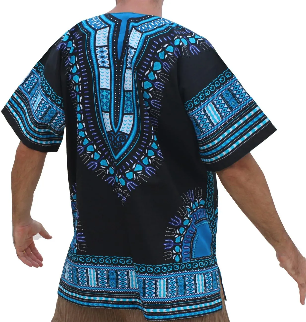 RaanPahMuang Brand Unisex Bright African Black Dashiki Cotton Shirt