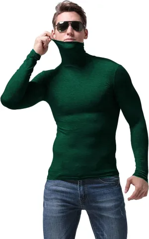 SALNIER Men Basic Turtleneck Slim Fit Long Sleeve Pullover Top Solid Thermal Knitted T Shirt Sweaters Soft Lightweight Shirt
