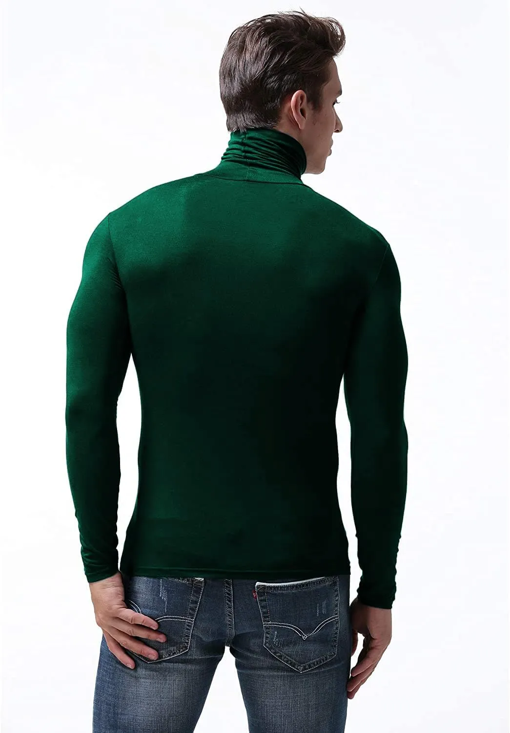 SALNIER Men Basic Turtleneck Slim Fit Long Sleeve Pullover Top Solid Thermal Knitted T Shirt Sweaters Soft Lightweight Shirt