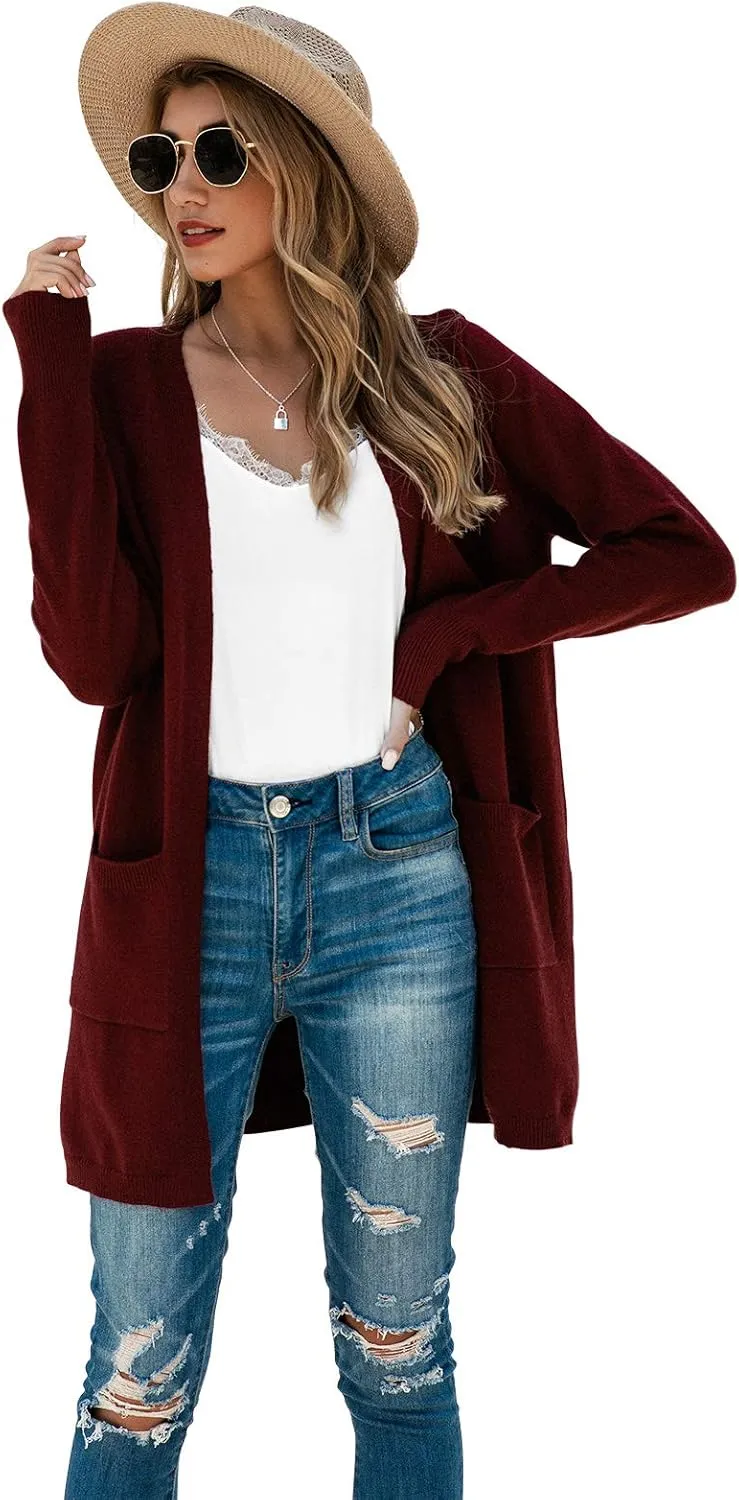 TASAMO Womens Color Block Striped Draped Kimono Cardigan Long Sleeve Open Front Casual Knit Sweaters Coat Soft Outwear
