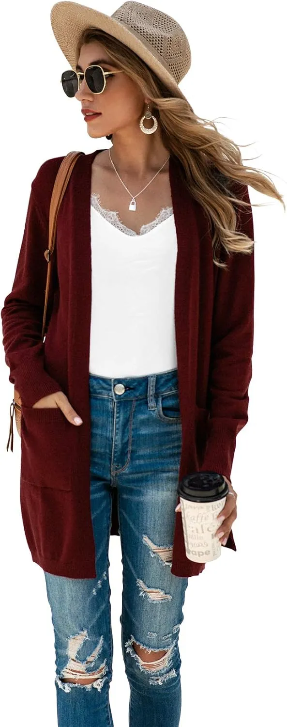 TASAMO Womens Color Block Striped Draped Kimono Cardigan Long Sleeve Open Front Casual Knit Sweaters Coat Soft Outwear