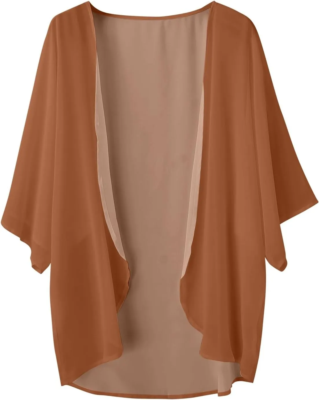 Women Chiffon Kimono Cardigan,Dressy 3/4 Sleeve Chiffon Open Front Lightweight Summer Blouse Tops,Sheer Beach Cover Up