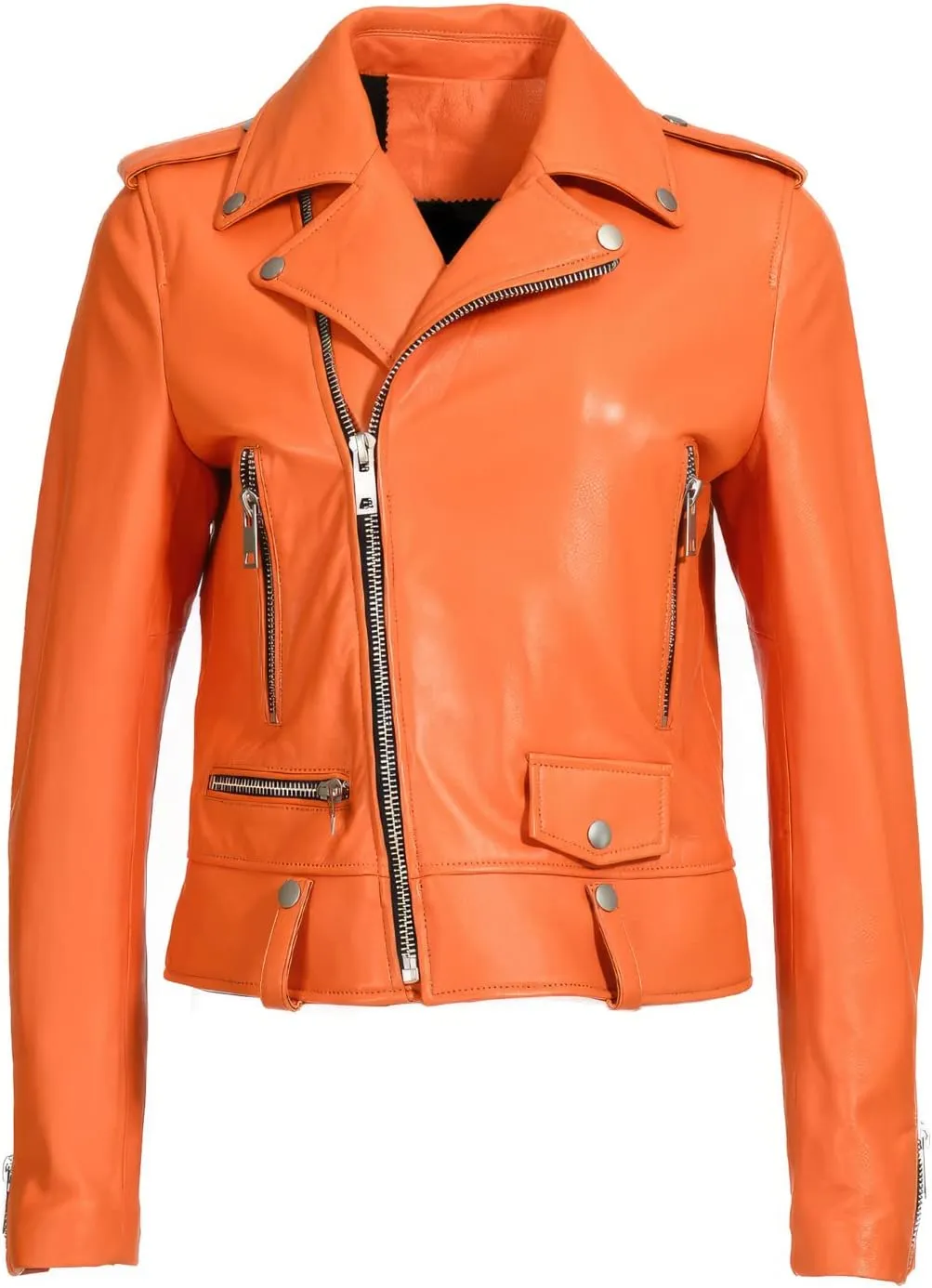 Women's Classic Biker Style Genuine Leather Jacket Timeless Elegance