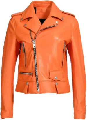 Women's Classic Biker Style Genuine Leather Jacket Timeless Elegance