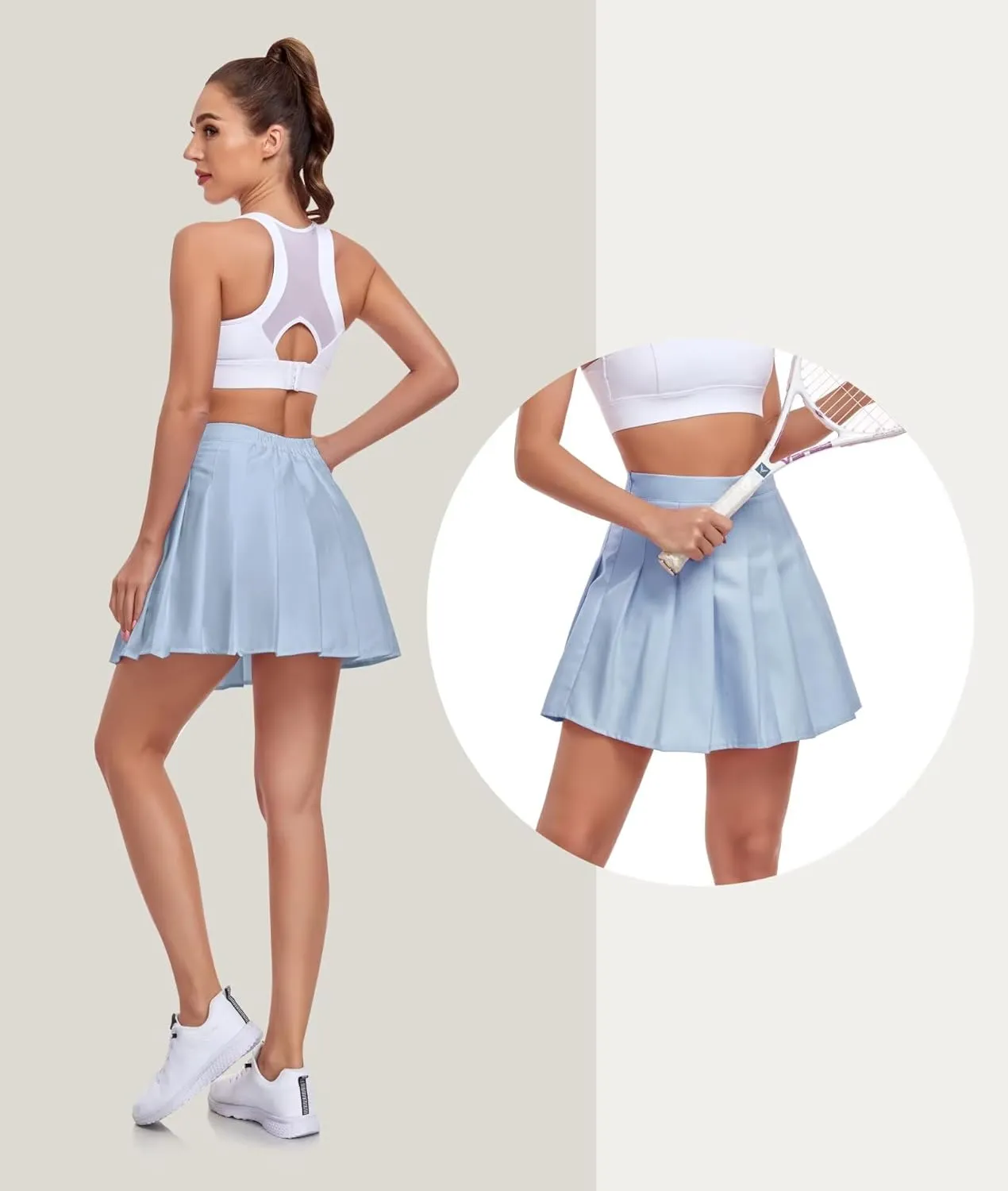 Womens Girls Pleated Tennis Skirts High Waisted A-line Skirt School Uniform Athletic Golf Skorts with Shorts,2T-4XL