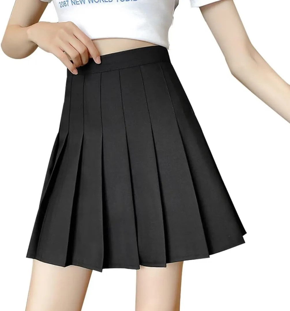 Womens Girls Pleated Tennis Skirts High Waisted A-line Skirt School Uniform Athletic Golf Skorts with Shorts,2T-4XL