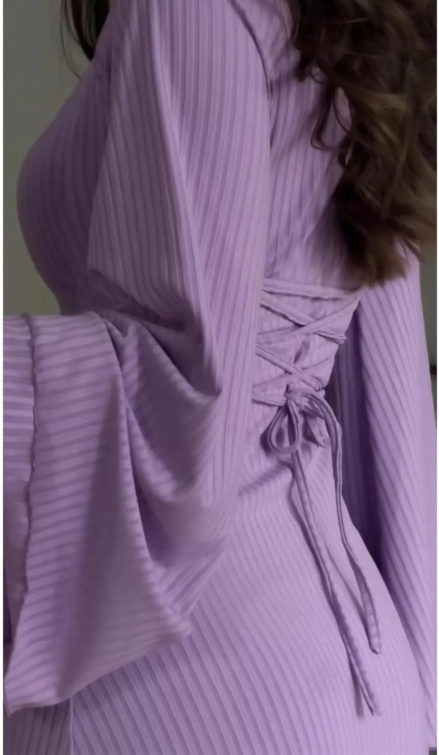 Womens Ribbed Knit Bell Long Sleeve Maxi Sweater Dress Casual Round Neck High Waist Plain Bodycon Pleated Long Dress
