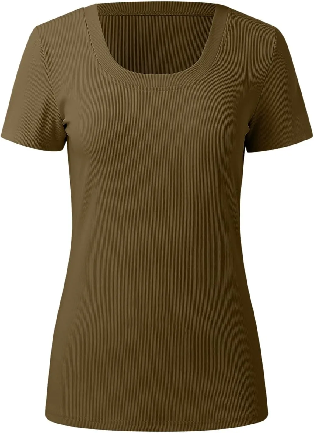 Womens Summer Short Sleeve Tops Square Neck Ribbed Slim Fitted Shirts Casual Tee Tshirt Couples Christmas Shirts