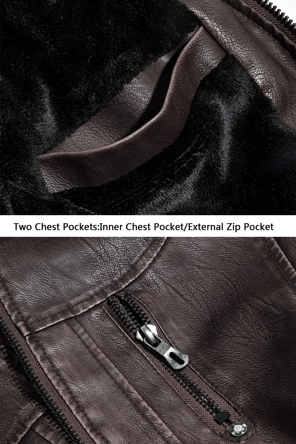 WULFUL Men's Vintage Stand Collar Leather Jacket Motorcycle PU Jacket and Coat